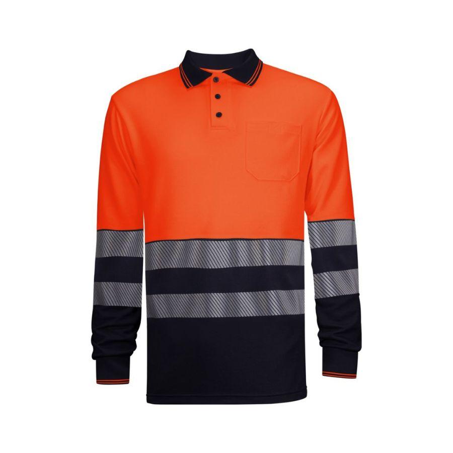 POLO MANGA LARGA AV BANDAS SEGMENTADAS 140GSM | WR2306S