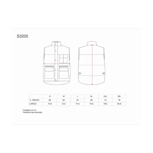 CHALECO ACOLCHADO MULTIBOLSILLOS 250GSM | WT3200