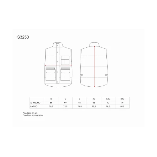 CHALECO ACOLCHADO MULTIBOLSILLOS 250GSM | WT3250