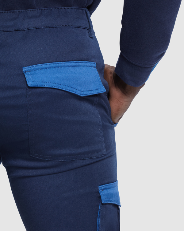 Pantalón Multibolsillos Elástico Combinado Azul Marino-Azul Royal Front