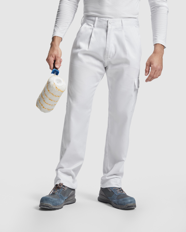 Pantalón Multibolsillos Blanco Front