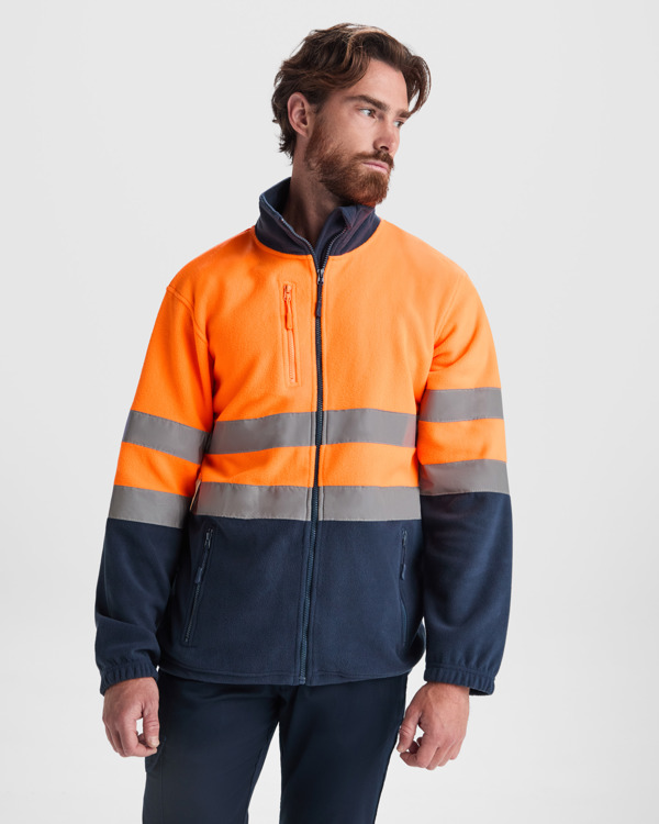 Chaqueta Polar Alta Visibilidad Azul Marino-Naranja Fluor