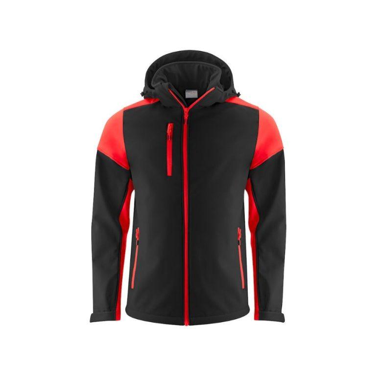 Chaqueta Softshell Prime · Ambientes Fríos · Capucha Desmontable · Bicolor NEGRO ROJO FRONT