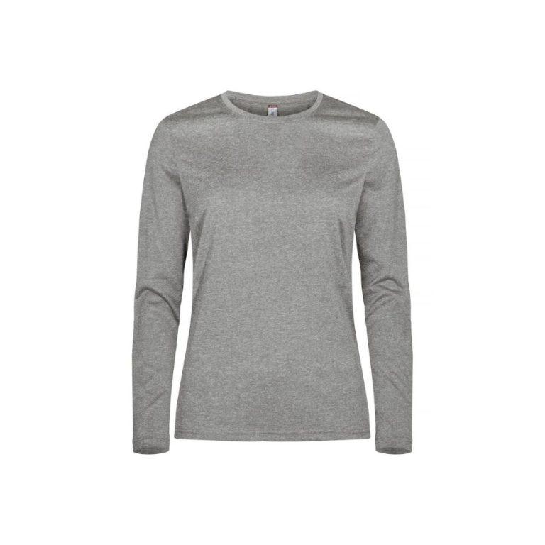 CAMISETA TECNICA MANGA LARGA · 135GSM · TEJIDO SPUNED-DYED · PROTECCION UV50 · BASIC ACTIVE GRIS FRONT