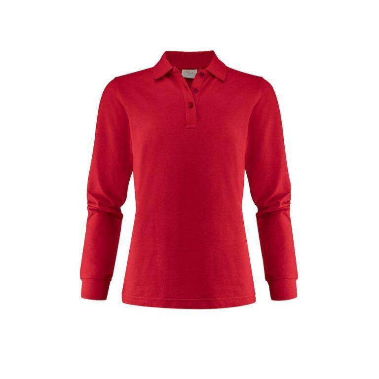 POLO MUJER PIQUÉ · MANGA LARGA · 3 BOTONES · ABERTURAS LATERALES · 200GSM · SURF PRO ROJO DEL