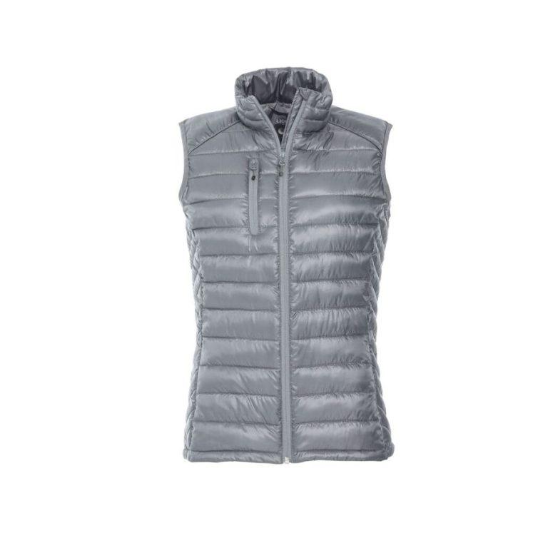 CHALECO DE MUJER LIGERO · RELLENO ACOLCHADO · 3 BOLSILLOS EXTERIORES Y 2 INTERIORES · ADAPTADO PARA AURICULAR · HUDSON VEST W GRIS DEL
