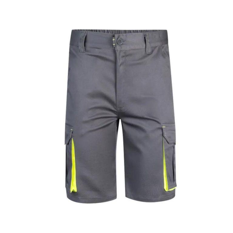 Bermuda Elástica Bicolor Gris-Amarillo Front