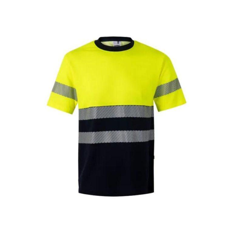 Camiseta Alta Visibilidad Combinada Amarillo Fluor-Azul Marino