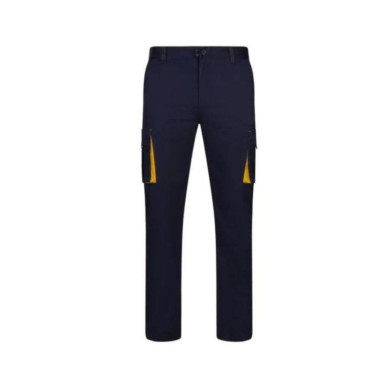 Pantalón Multibolsillos Elástico Bicolor Azul Marino-Rojo