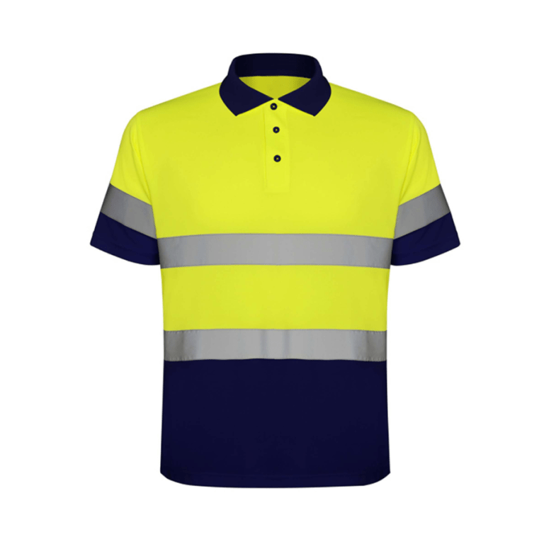 Polo Alta Visibilidad 100% Poliéster Invierno Amarillo Fluor-Azul Marino