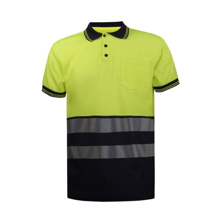Polo Alta Visibilidad con Banda Segmentada Amarillo Fluor