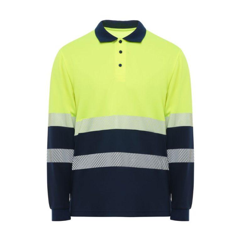 Polo M_L Alta Visibilidad Tejido Antienganches Amarillo Fluor-Azul Marino