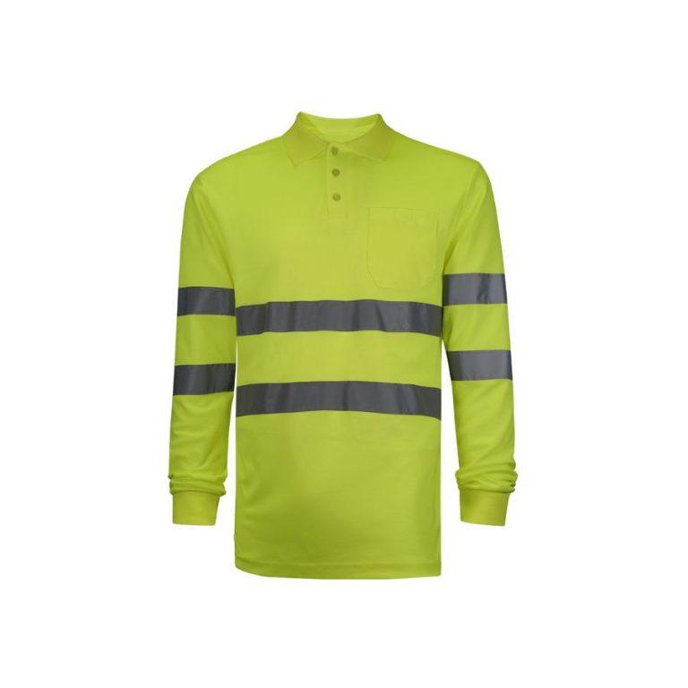 Polo Piqué Alta Visibilidad Bandas Reflex Amarillo Fluor