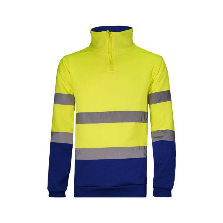 Sudadera Media Cremallera Alta Visibilidad Amarillo Fluor-Azul Marino