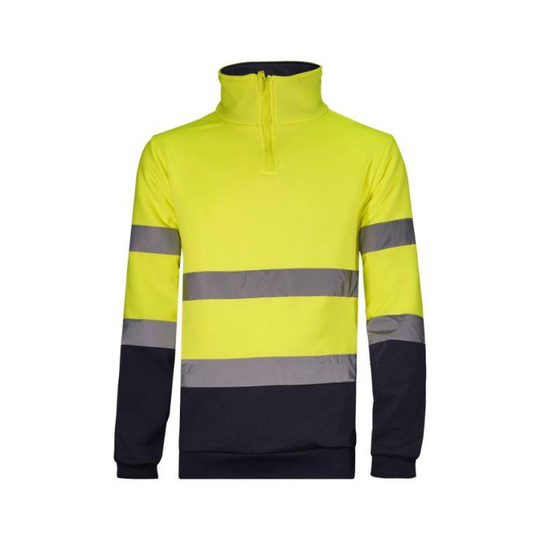 Sudadera Media Cremallera Alta Visibilidad Amarillo Fluor-Azul Marino